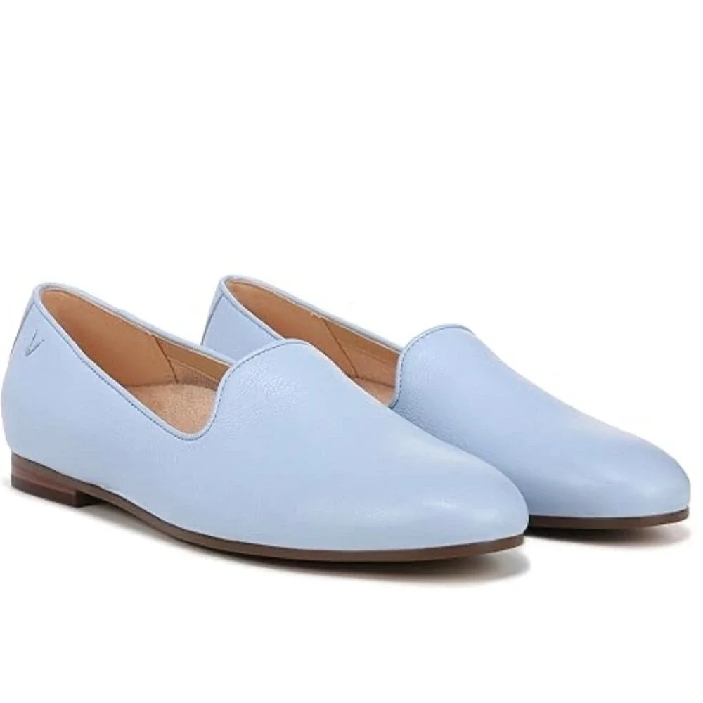 Vionic Willa II Sky Blue‎ Leather Loafer Flat Womens 8 M Arch Support Shoe New